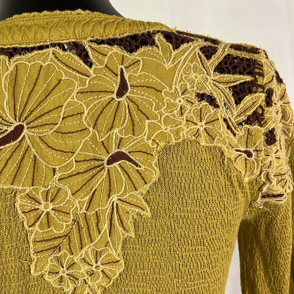 Free People Mustard Blouse with Embroidered Accents - Picture 12 of 16